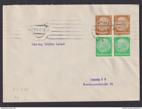 Deutsches Reich Brief Zusammendruck Hindenburg Viererblock Halle Saale n Leipzig