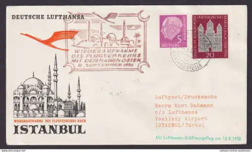 Flugpost Brief Air Mail Bundesrepublik Heuss Yesilköy Airport Türkei Lufthansa 1956
