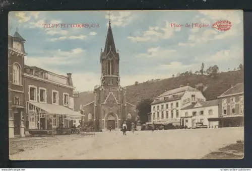 Ansichtskarte Tilff Belgien Kirchplatz Feldpost Bahnpost Zug 658 Marl NRW