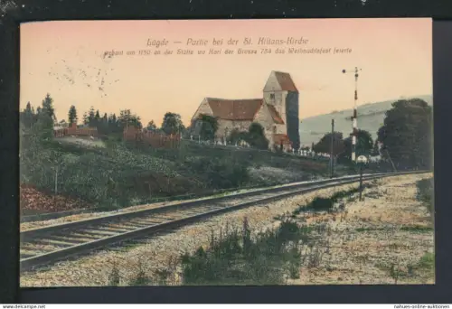 Ansichtskarte Lügde Kr. Lippe NRW St Kilians Kirche Bahnpost Zug 508 Köln 1910