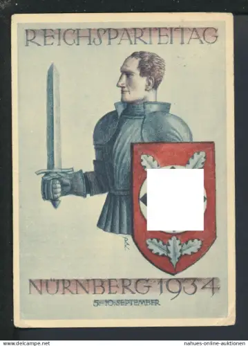 Künstler Ansichtskarte Reichsparteitag Nürnberg 1934 Bayern Wiesbaden Hessen