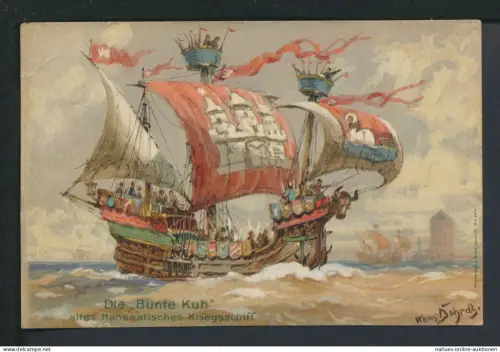 Ansichskarte Schiffe Schifffahrt Hanseatisches Kriegsschiff Die bunte Kuh