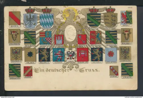 Ansichtskarte Kamenz Sachsen Gruss mit Deutsche Wappen Dresden selten schöne