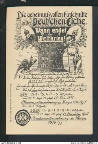 Militaria Ansichtskarte Deutsche Eiche Wann endet der Welkrieg?