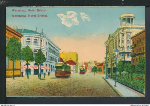 Art Deco Ansichtskarte Warschau Polen Hotel Bristol selten farbschöne Künstler AK