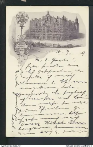 Ansichtskarte London Großbritannien Hotel Russell Locarno Tessin Schweiz 1909