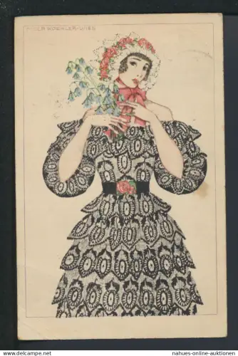 Ansichtskarte sign. Mela Köhler Wien Künstler AK Frauen Mode Göttingen nach
