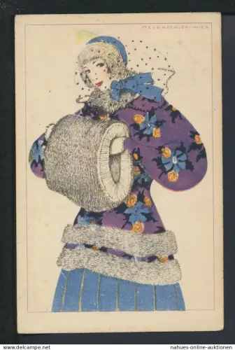 Ansichtskarte sign. Mela Köhler Wien Künstler AK Frauen Mode Göttingen nach