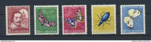 Schweiz 632-636 Pro Juventute Insekten Schmetterlinge 1956 Luxus postfrisch Kat 9,-