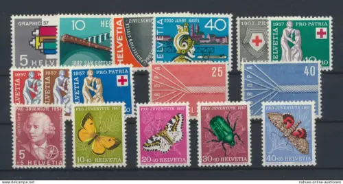 Schweiz 637-652 kompletter Jahrgang 1957 Luxus postfrisch MNH KatWert 29,00
