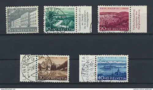 Schweiz 613-617 Pro Patria Seen + Waaserläufe 1955 Luxus gestempelt KatWert 20,00