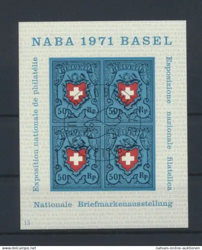 Schweiz Block 21 Philatelie Briefmarken Ausstellung NABA Basel Luxus EEST