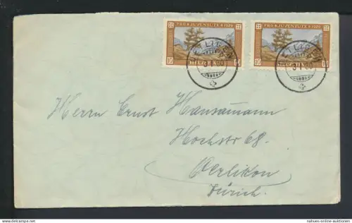 Schweiz Brief MEF 236 Pro Juventute Deiligen nach Zürich 3.1.1930