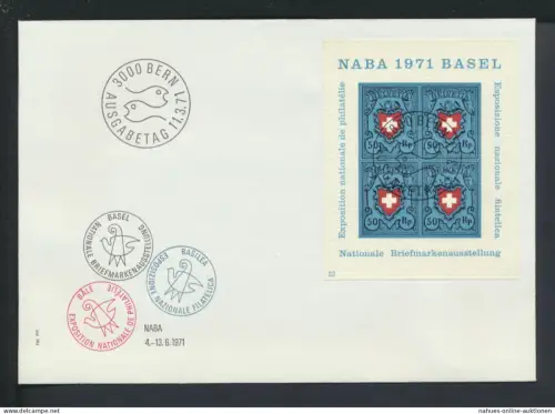 Schweiz Block 21 Brief Philatelie Briefmarken Ausstellung NABA Basel Luxus FDC