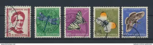 Schweiz 561-565 Pro Juventute Insekten Schmetterlinge Luxus gestempelt 1951 25,00