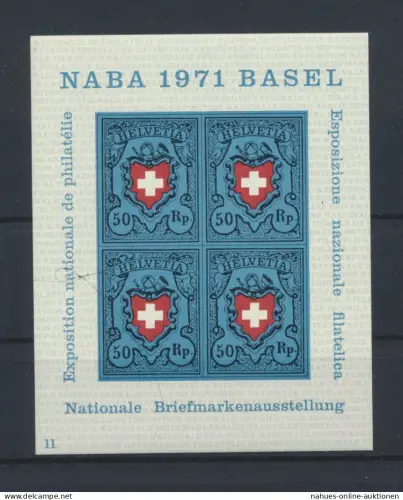 Schweiz Block 21 Philatelie Briefmarken Ausstellung NABA Basel Luxus postfrisch