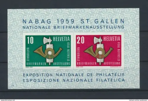 Schweiz Block 16 Nationale Briefmarken Ausstellung NABAG 1959 Luxus postfrisch 14,00