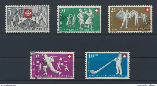 Schweiz 555-559 Pro Patria Volksspiele 1951 Luxus gestempelt KatWert 40,00