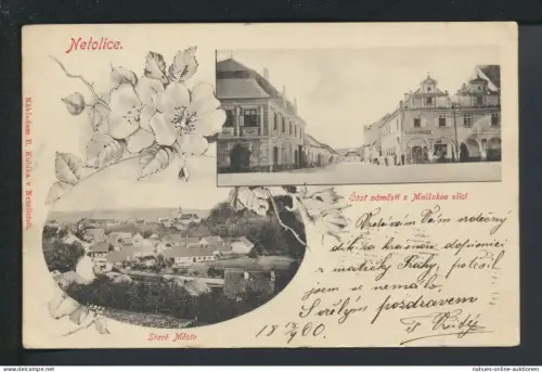 Jugendstil Ansichtskarte Netolice Tschechien Prag nach Zizkov