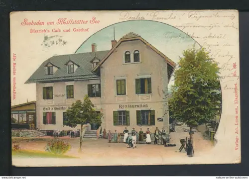 Jugendstil Ansichtskarte Seeboden Millstädter See Österreich Dietrichs Cafe Budweis