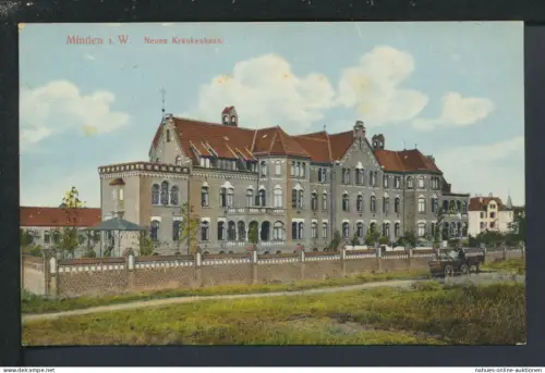 Ansichtskarte Minden NRW Neues Krankenhaus Feldpost Harz 1915