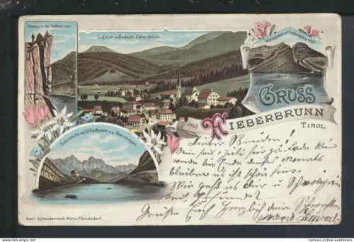 Litho Ansichtskarte Fieberbrunn Tirol Österreich Wildalpsee Missingdorf
