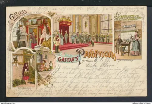 Tolle + selt. Litho Ansichtskarte Berlin Gastans Panopticum Görlitz Sachsen 1899