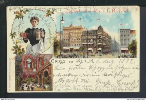 Litho Ansichtskarte Berlin Gasthaus Hopfenblüthe Misdroy Międzyzdroje Polen 1897