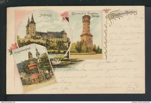 Litho Ansichtskarte Rochlitz Sachsen Schloss Thurm Kriegerdenkmal Leipzig