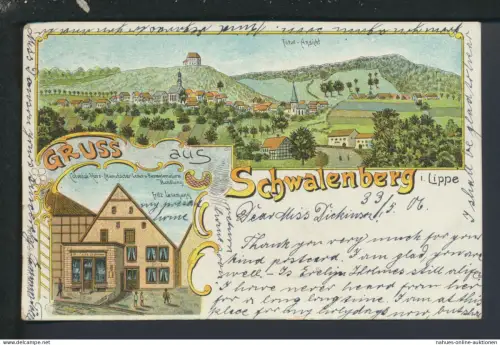 Litho Ansichtskarte Schwalenberg Lippe NRW Kolonialwaren Lesemann Alston Cumberland