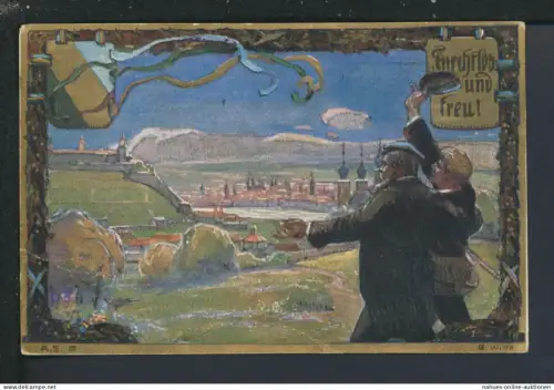 Künstler Ansichtskarte Studentika Markomania Würzburg 1921 Bayern Ratingen NRW