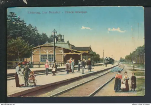 Ansichtskarte Edinburg Lettland Bahnhof Feldpost Hess Oldendorf Niedersachsen