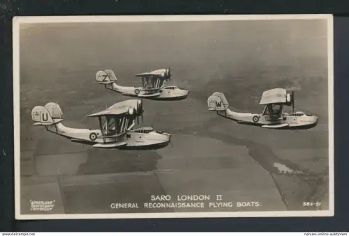 Ansichtskarte Flugzeug Historisch 3 Flugboote über London Großbritannien