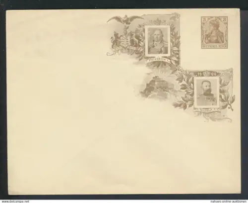 Deutsches Reich Privatganzsache Umschlag 3 Pfg. Germania Jubiläum Jugendstil