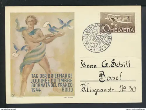 Schweiz schöne Künstler Sonderkarte Philatelie Tag der Briefmarke Winterthur