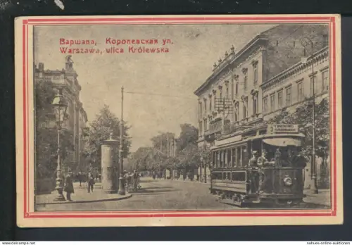 Ansichtskarte Warschau Polen ulica Krolewska Strassenbahn