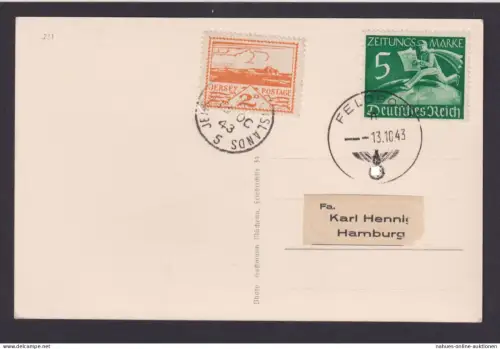 Besetzung II. Weltkrieg Deutsches Reich Jersey Kanalinsel Feldpost Hamburg auf