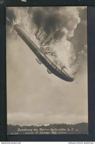 Ansichtskarte Zeppelin Katastrophe Zerstörung Marine Luftschiff L II Oktober 1913