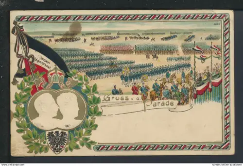 Litho Ansichtskarte Kaiserpaar Gruß v.d. Parade Hamburg Altona Kirchwerder 1911