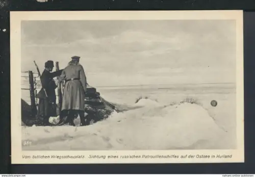 Militaria Ansichtskarte Kurland Lettland Sichtung Russisches Patroullienschiff