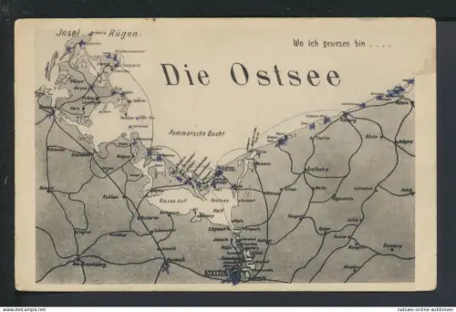 Ansichtskarte Insel Rügen Karte Ostsee Ostgebiete Polen Pommern Köln NRW