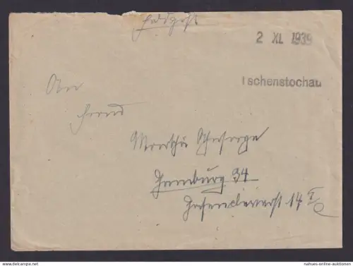 Besetzung Polen Generalgouvernement Feldpost Brief selt. Tschenstochau Grimburg