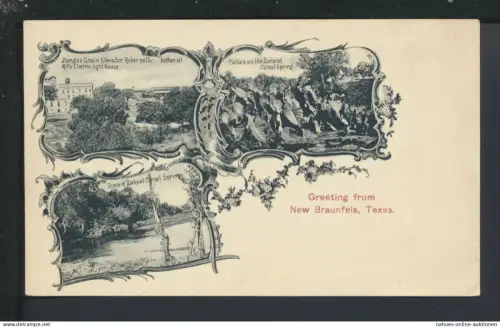 Jugendstil Ansichtskarte New Braunfels Texas USA