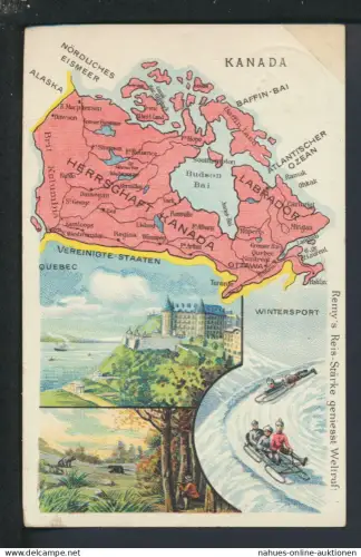 Litho Ansichtskarte Kanada Wintersport Reklame Remys Reis Stärke Brüssel Belgien