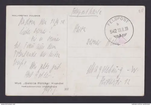 Besetzung Polen Generalgouvernement Ansichtskarte Magdeburg Feldpost 542 auf