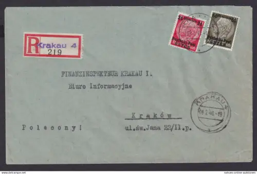 Besetzung Polen Generalgouvernement R Brief Krakow Krakau Ortsbrief Not R Zettel