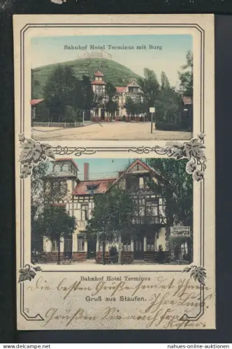Bahnpost Jugendstil Ansichtskarte Staufen Baden-Württemberg Krotzingen Sulzburg