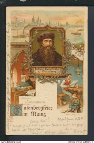 Bahnpost Litho Ansichtskarte Mainz Rheinland-Pfalz Mannheim Weinheim Heidelberg