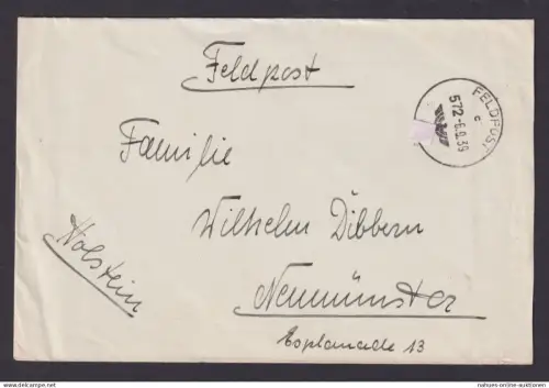 Besetzung Polen Generalgouvernement Feldpost Brief Hamburg Neumünster Holstein