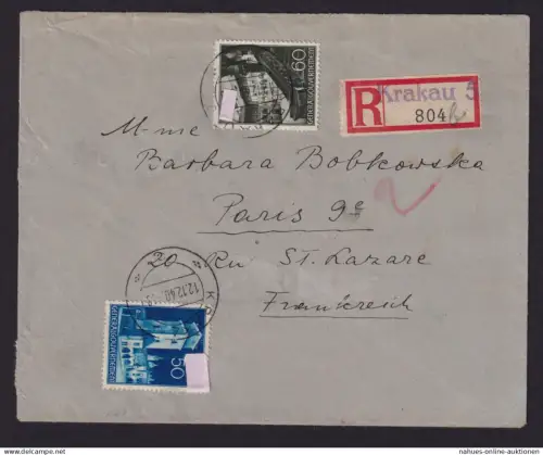Besetzung Polen Generalgouvernement R Brief Krakau 5 Not R Zettel n. Paris